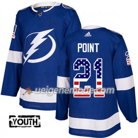 Kinder Eishockey Tampa Bay Lightning Trikot Brayden Point 21 Adidas 2017-2018 Blue USA Flag Fashion Authentic